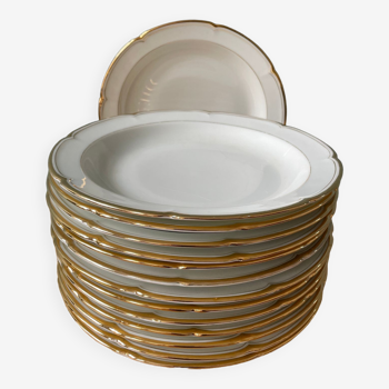 Series of 14 antique hollow plates in Vierzon porcelain