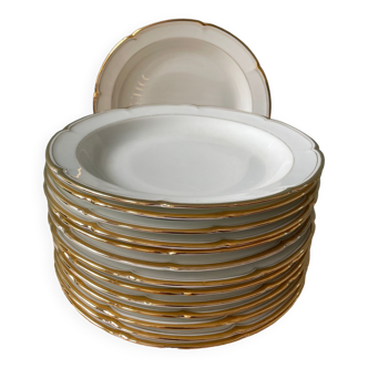 Series of 14 antique hollow plates in Vierzon porcelain