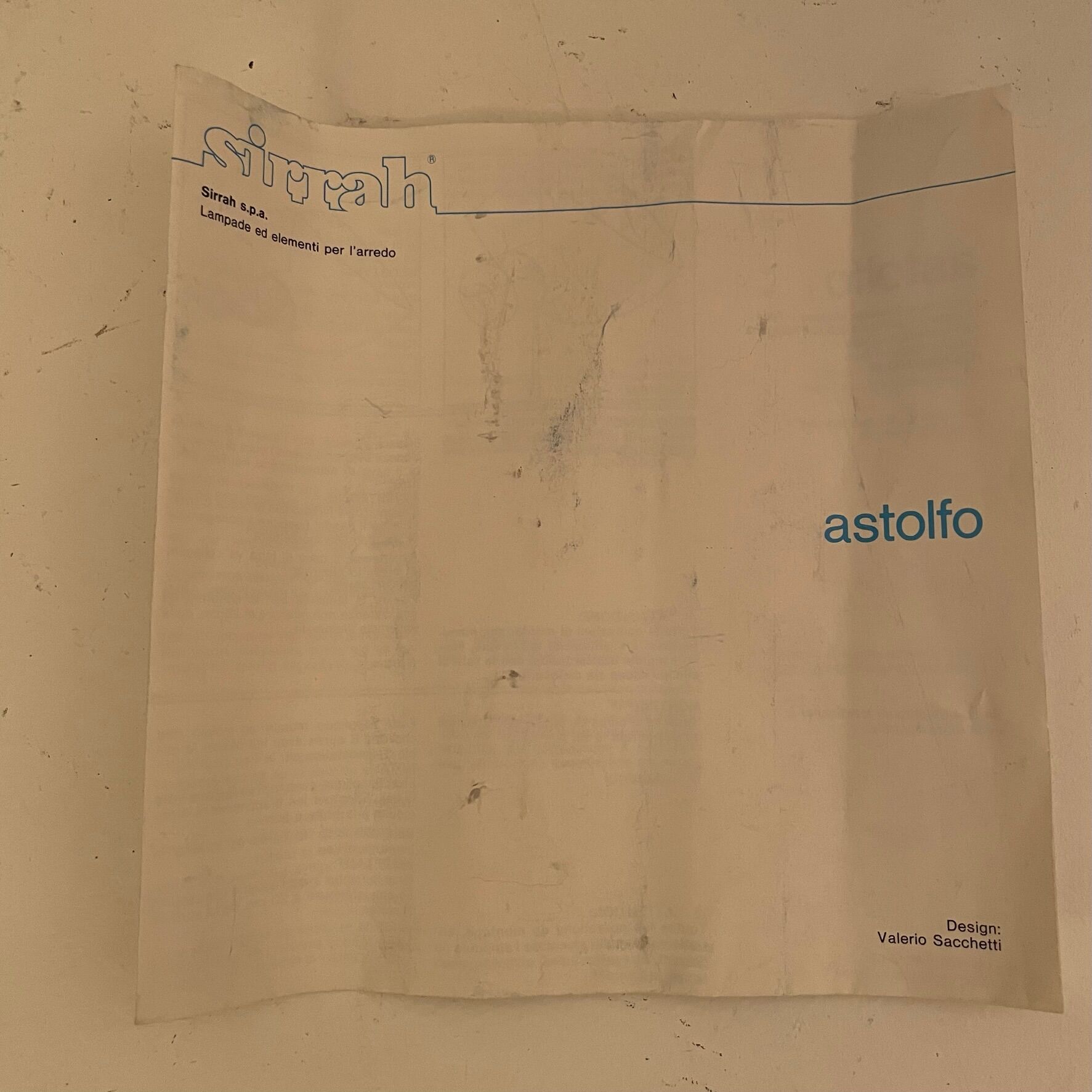 Pair of wall lamps Astolfo, Valerio Sacchetti, sirrah 1980