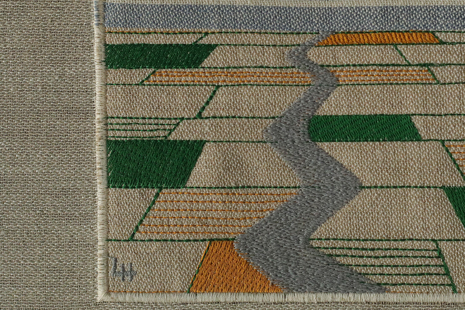 Tapisserie murale du paysage fluvial finlandais par Liisa Hjelt pour Lapua Kankuri, 1993