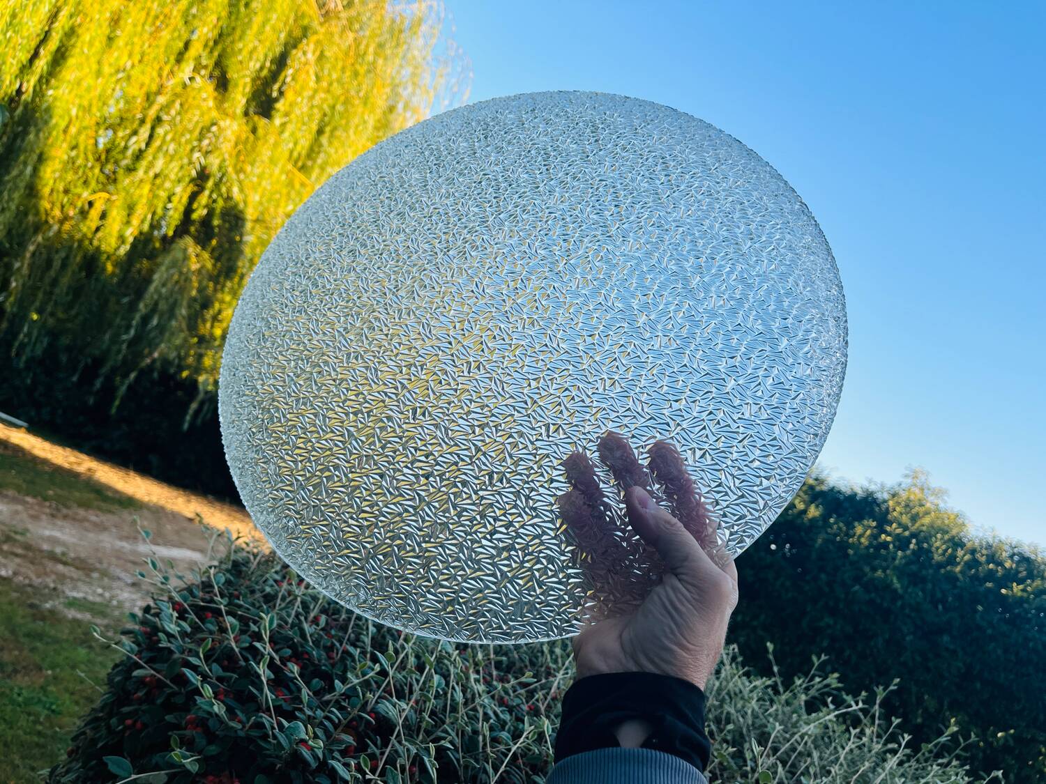 Metal and glass ceiling light, 1970
