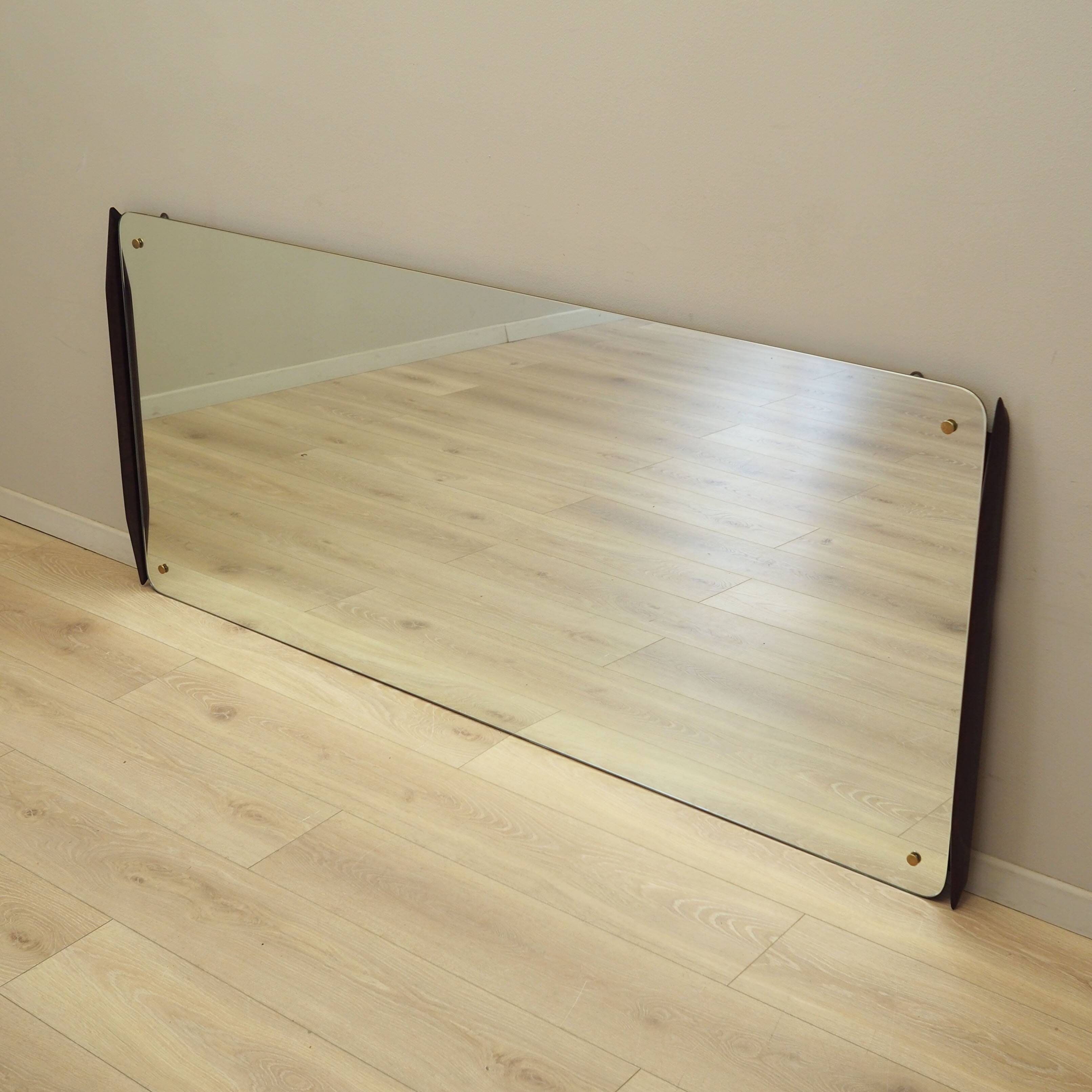Mirror in mahogany frame, Italian design, 1970s, production: Italy