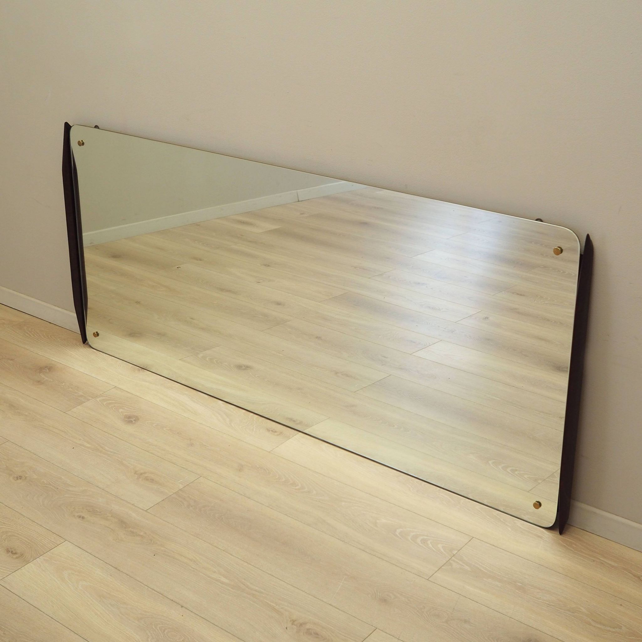 Mirror in mahogany frame, Italian design, 1970s, production: Italy