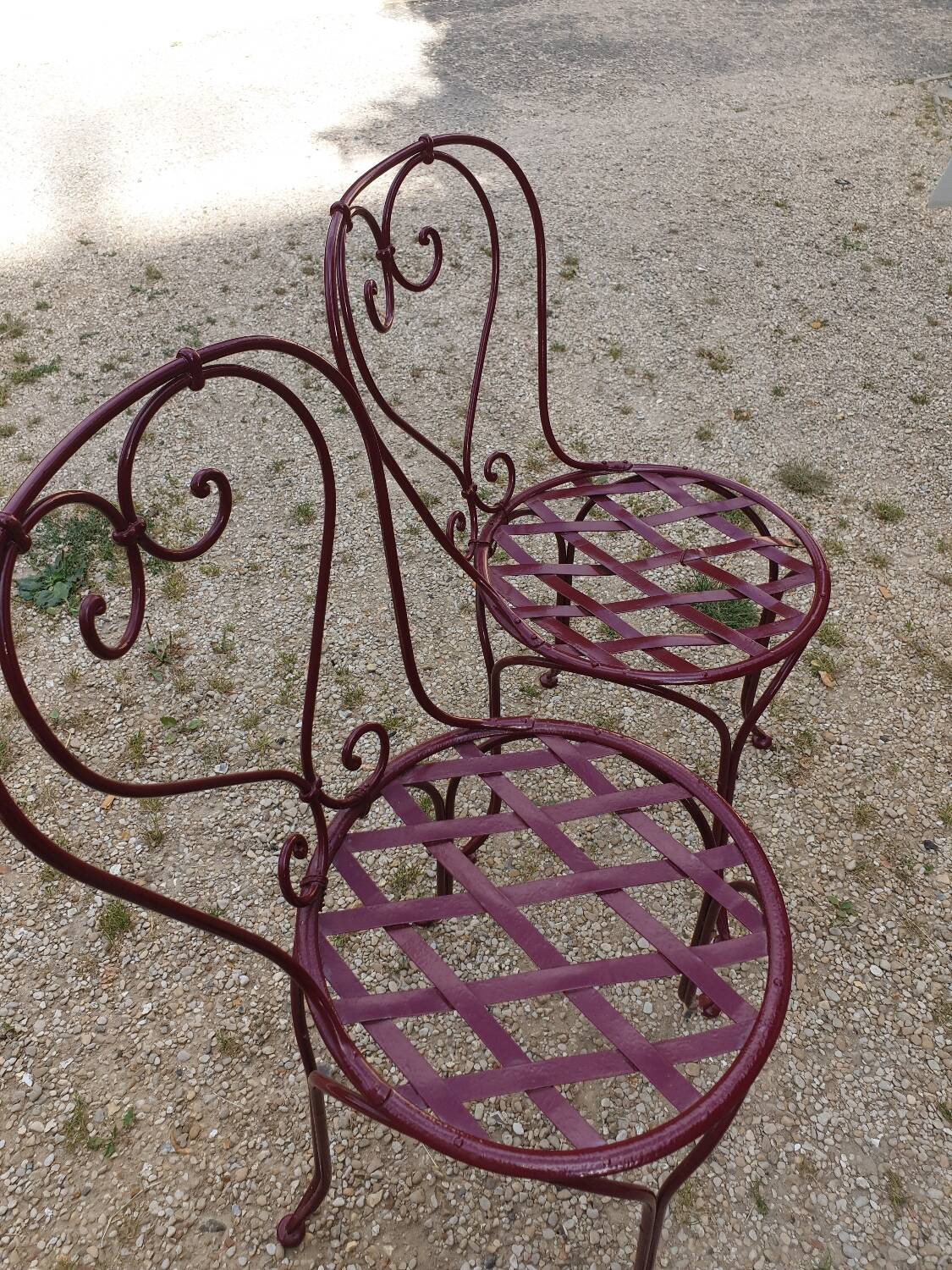 Pair of metal garden chairs