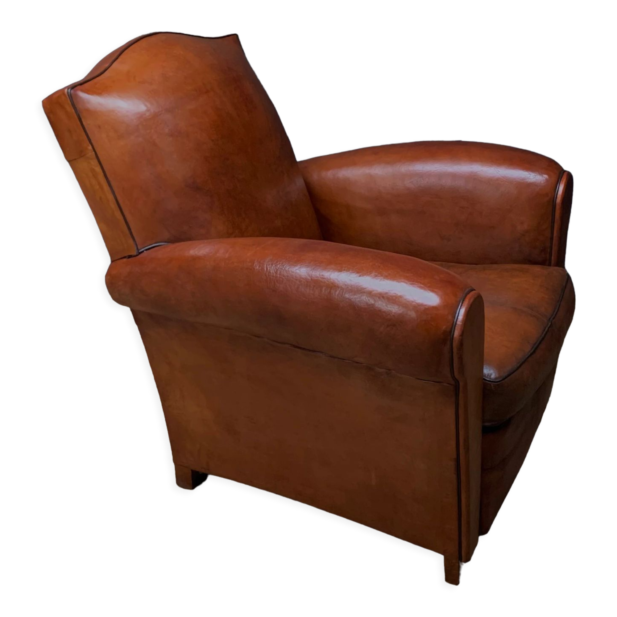 French leather club chair, circa 1930