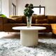 table basse ronde cannelée beige clair Ø 70 cm