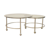 Table basse pivotante à deux niveaux en acier chromé et cristal, années 1970