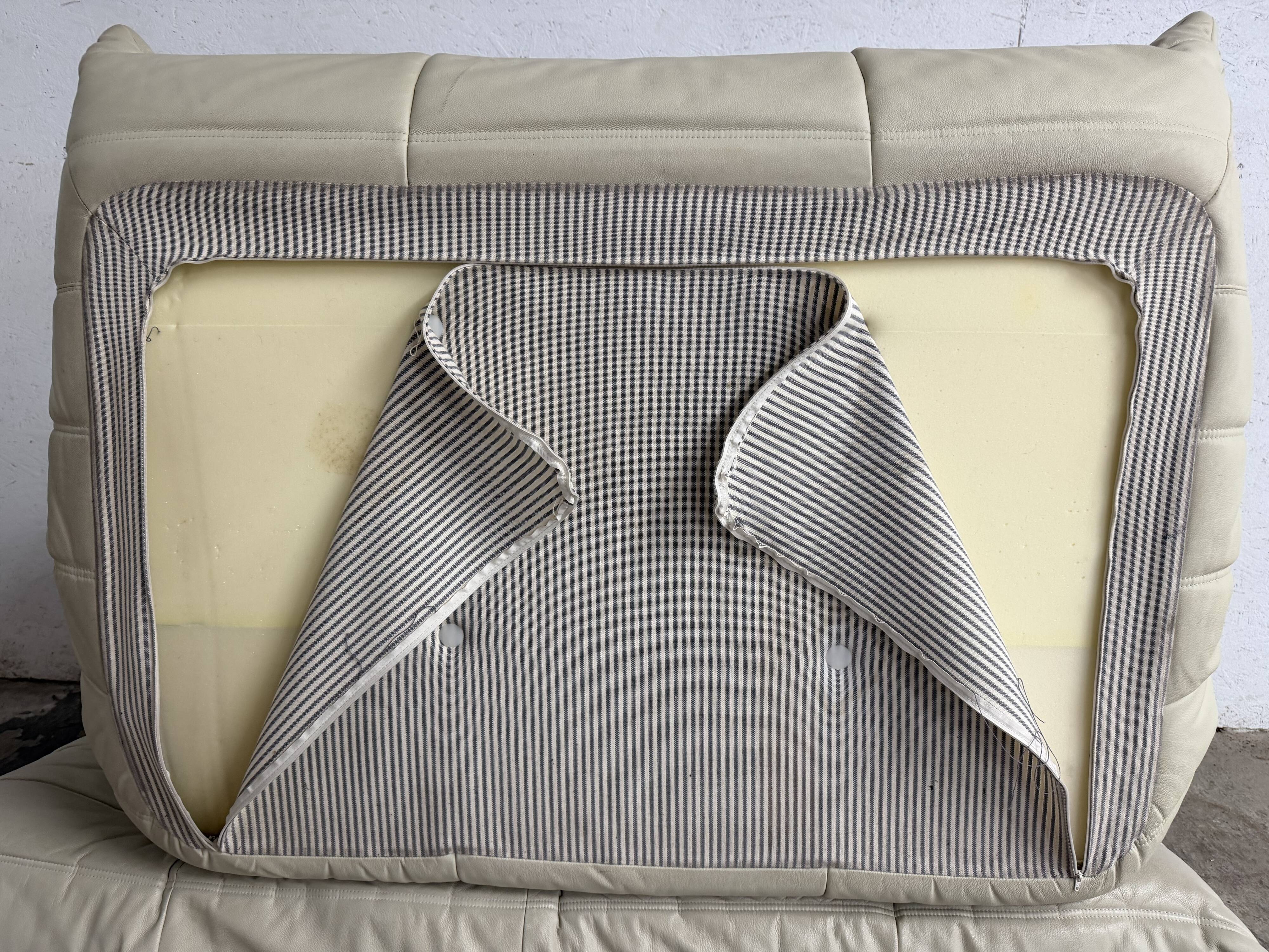 100% authentic Ligne Roset Togo 2-seater + 3-seater, original beige leather.
