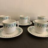 10 cups and 10 saucers in fine porcelain bernardaud cie, limoges for christofle, model eridan