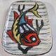 Magnificent vintage rectangular dish in glazed ceramic.