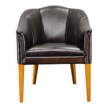Vintage Leather Armchair, Czechoslovakia