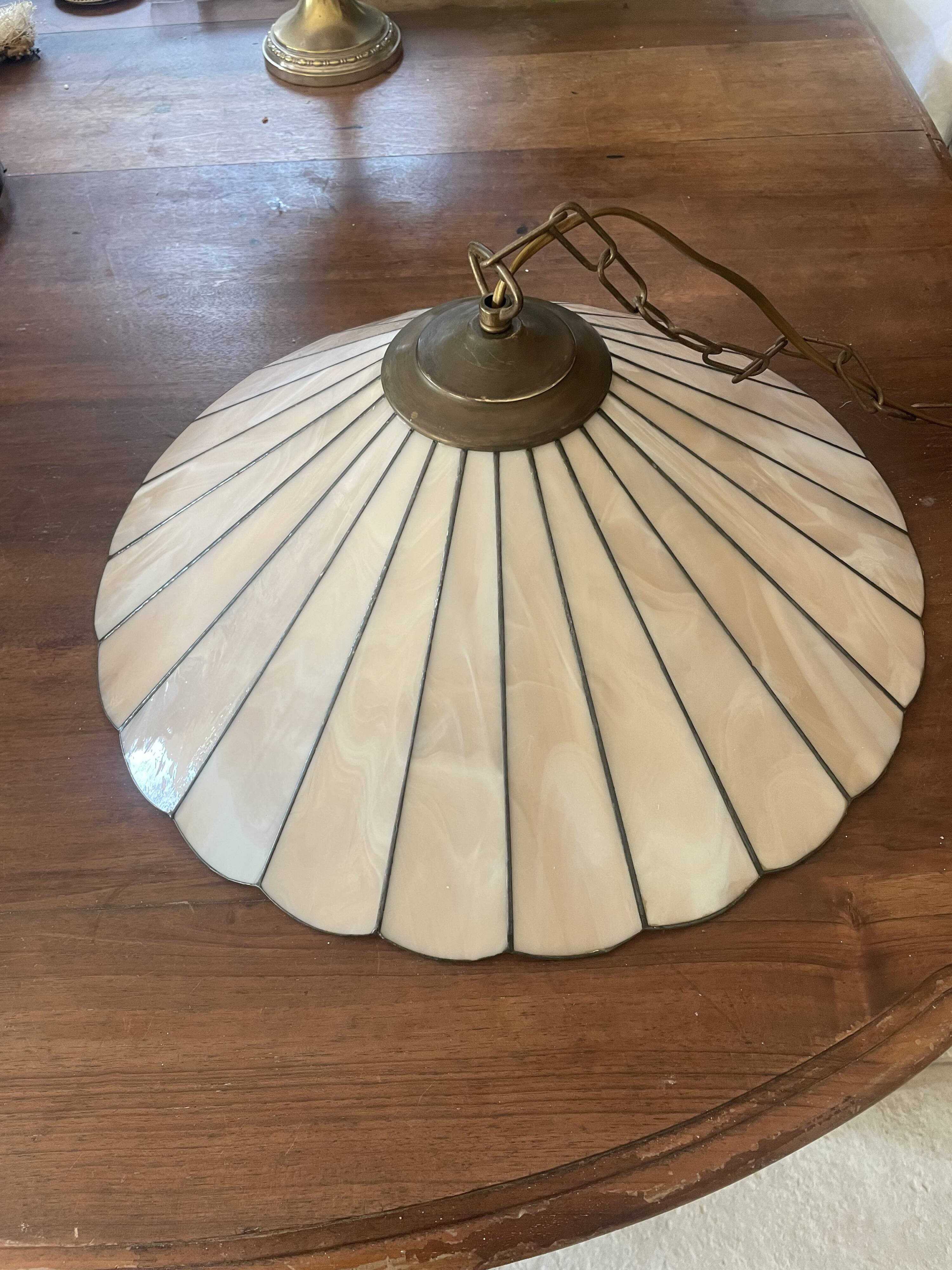 Suspension style Tiffany vintage, opal glass lampshade Ø45cm