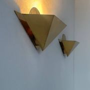 Pair of vintage geometric sconces, brass, France 1970