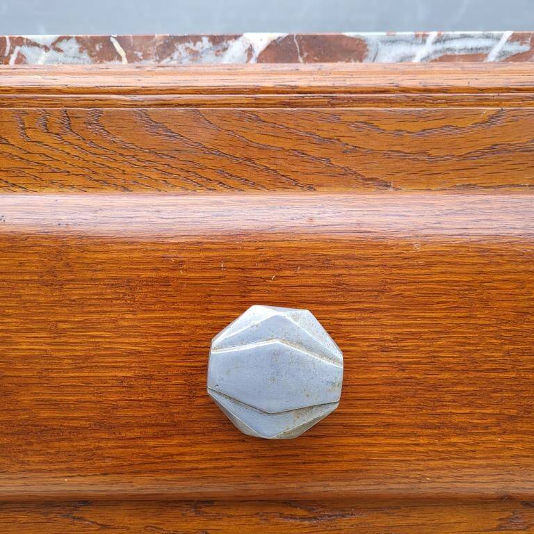 1930 Art Deco chest of drawers with recessed pink marble