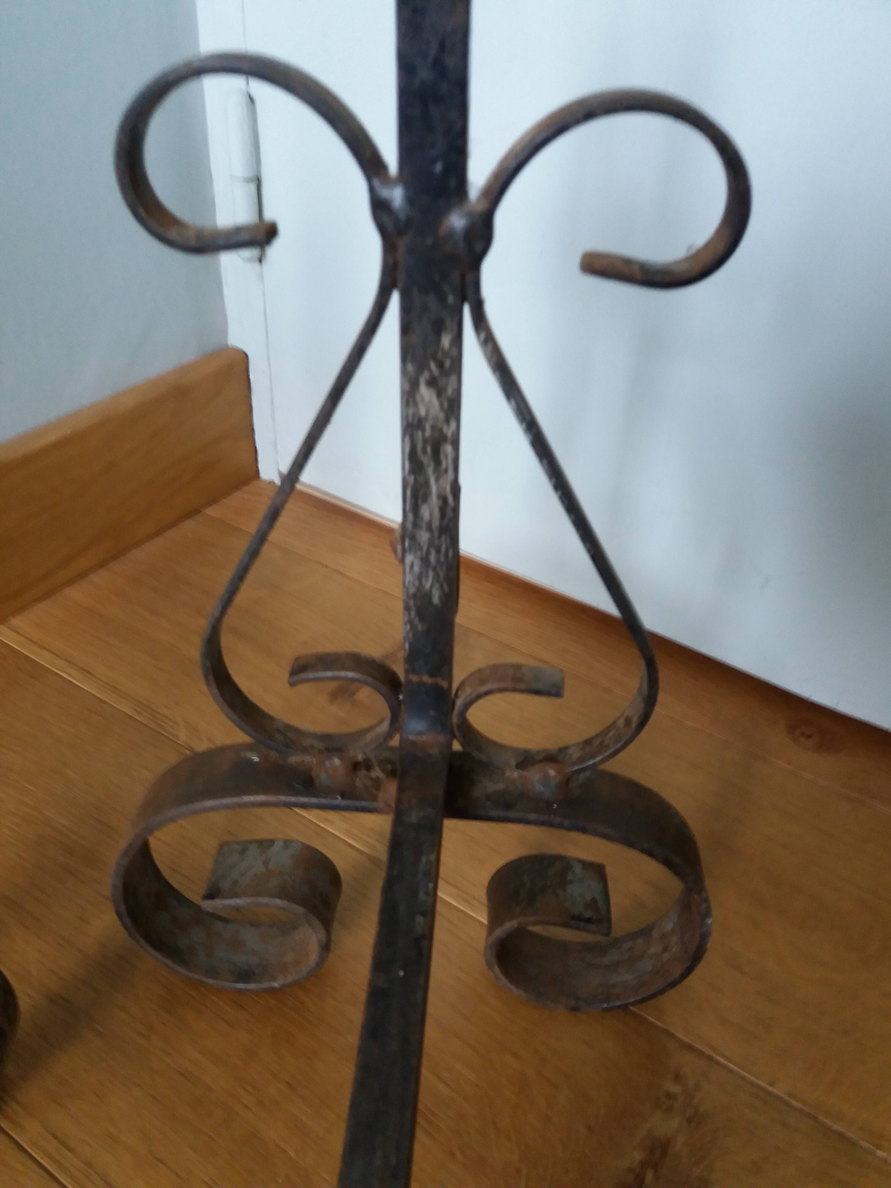 Chenets tête boule bronze doré