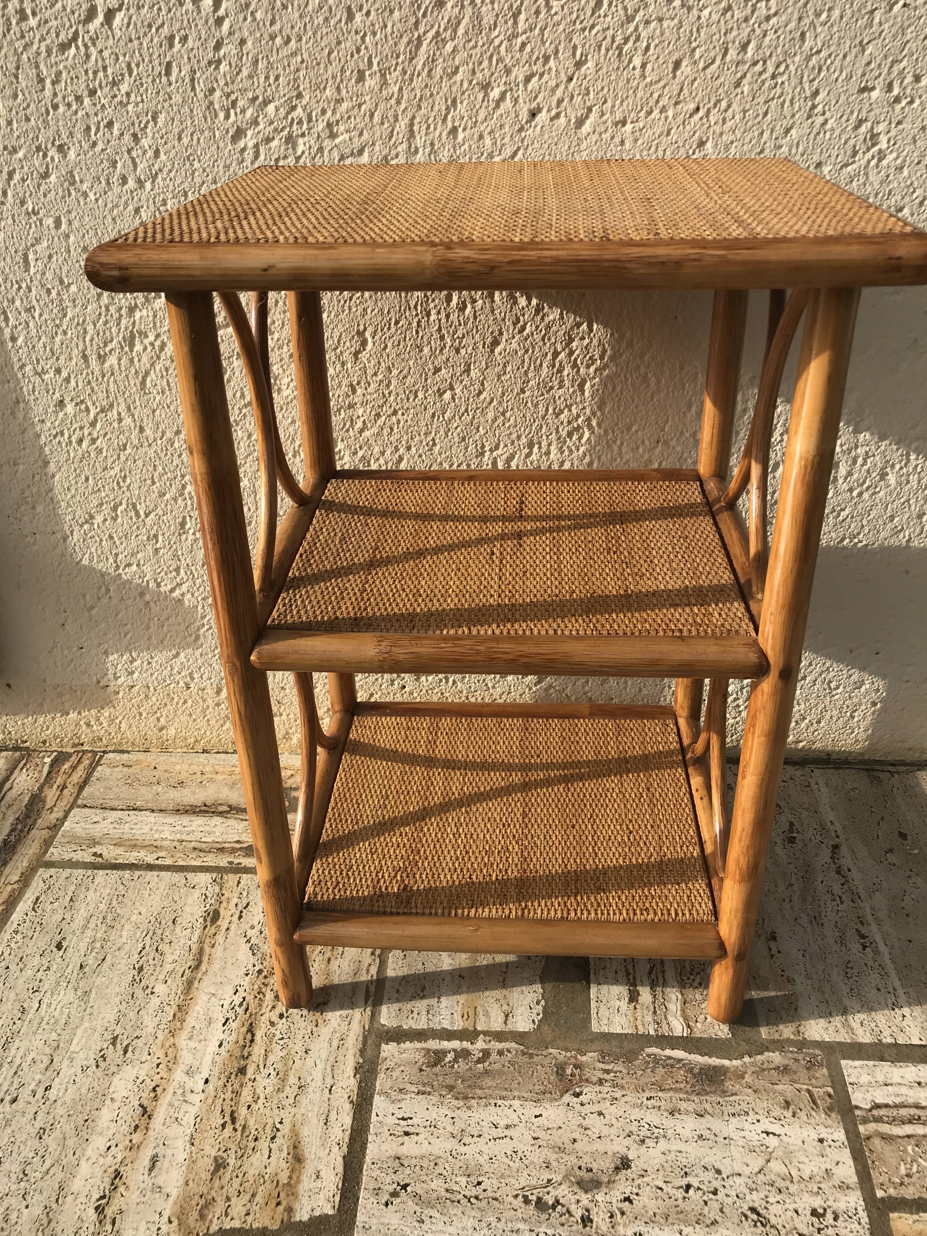 Vintage wicker and rattan shelf