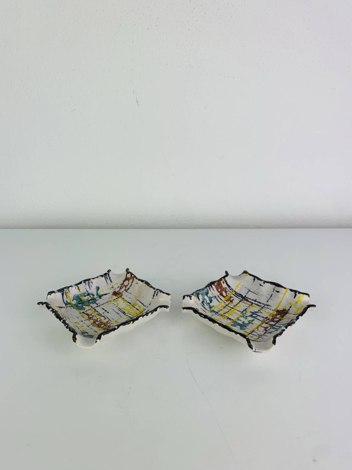 Pair of abstract ceramic ashtrays from the 1960s.