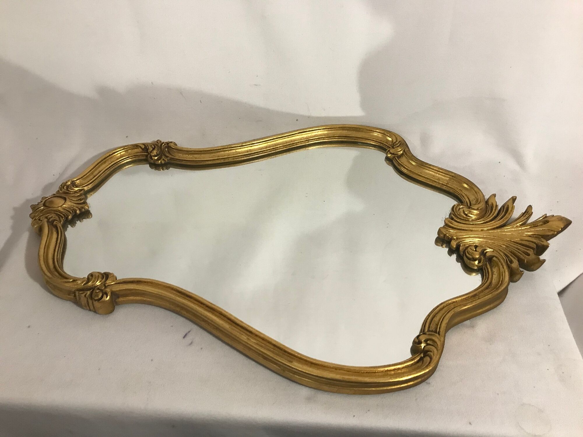 Miroir style baroque bois sculpté doré décoration vintage 45x70cm