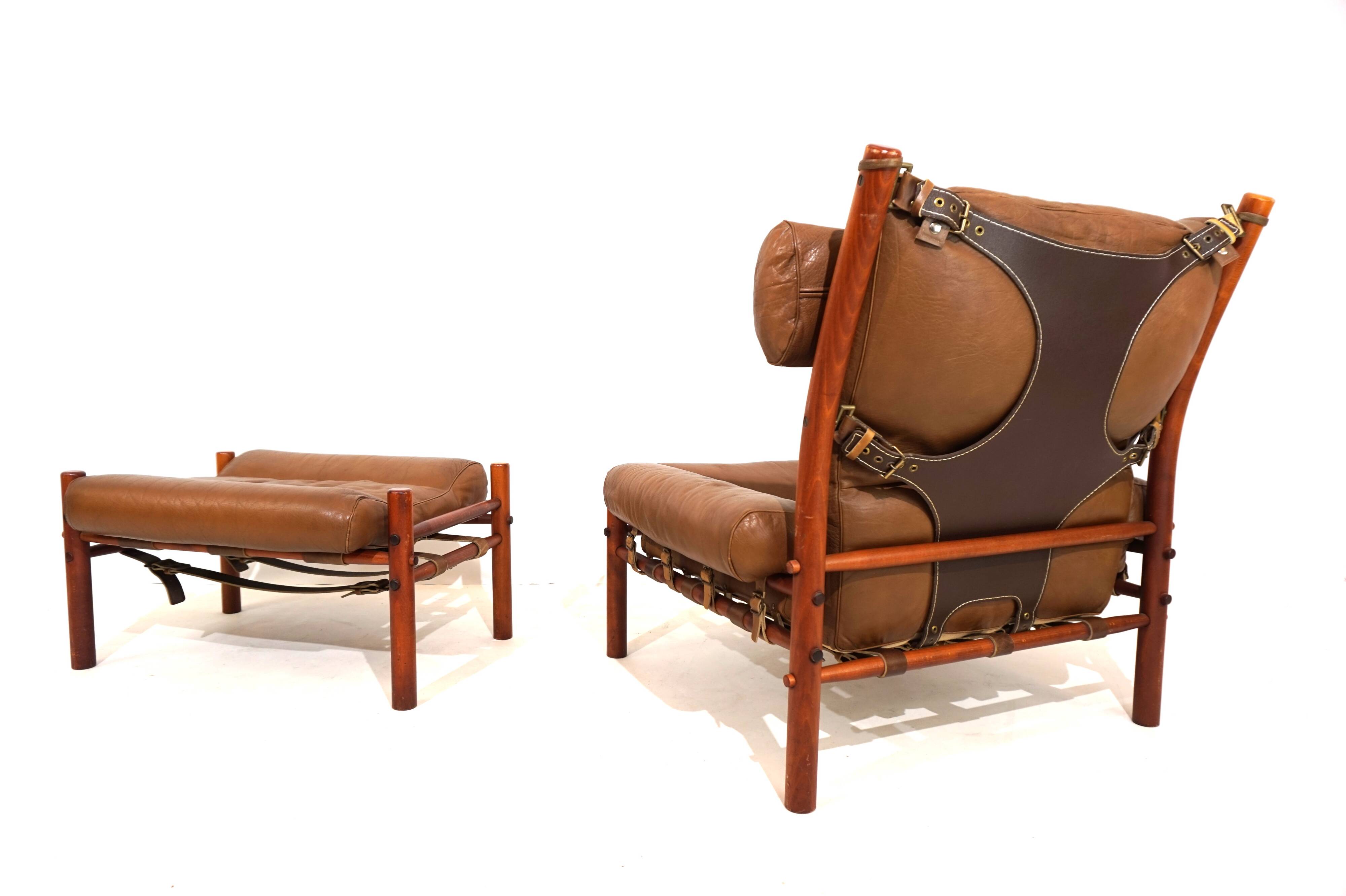Arne Norell Inca chair with ottoman for Norell AB