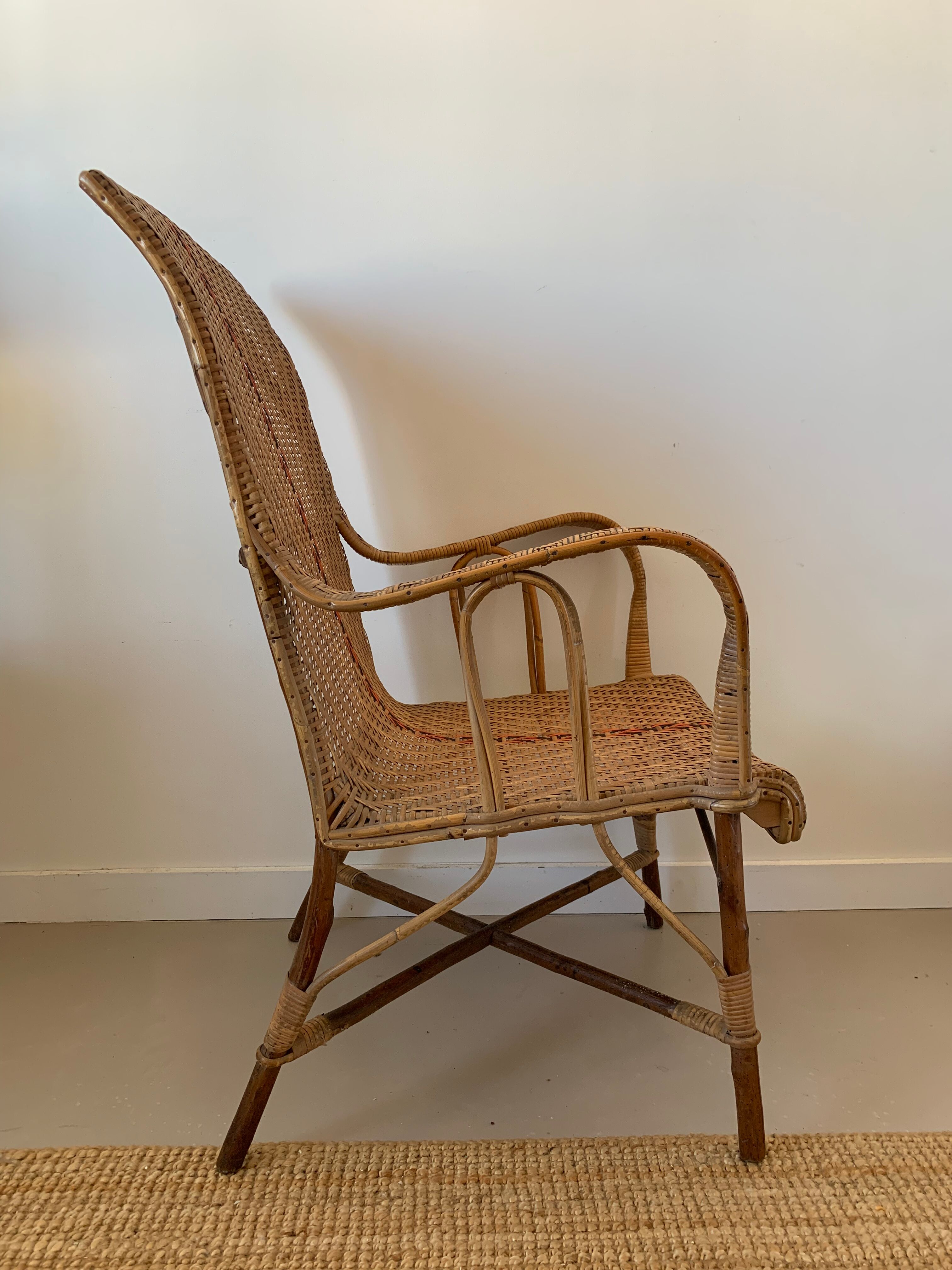 Old rattan armchair