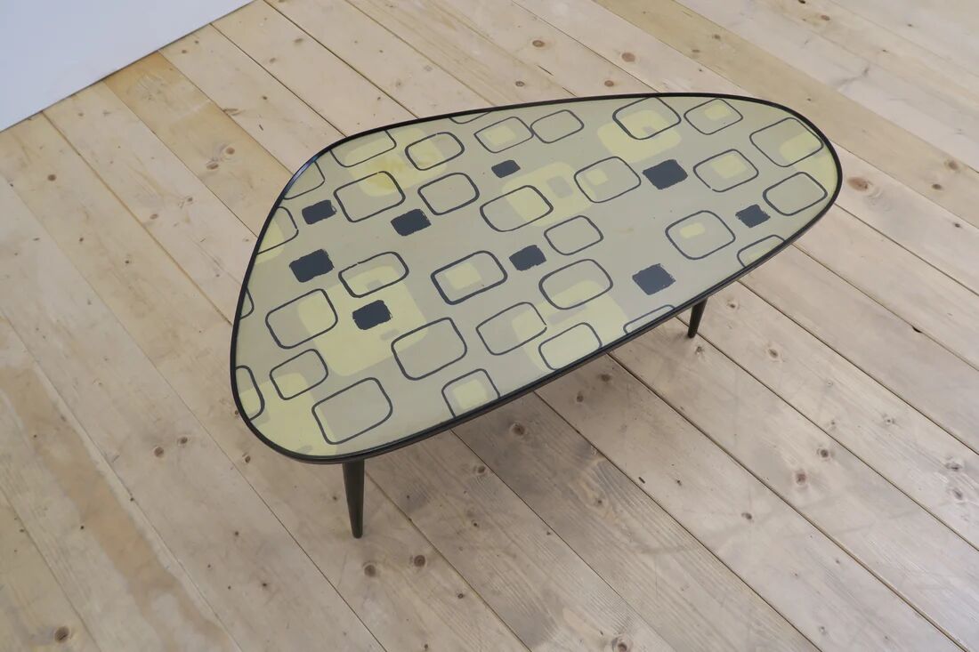 Low mid-century coffee table in formica and wood, Germany 1970.