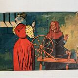 Antique wooden cube puzzle - Illustrations of Perrault's tales - 1920