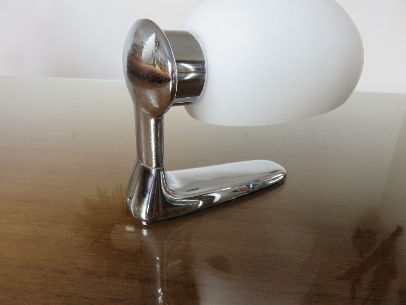 Wall lamps in chromed metal and opaline glass