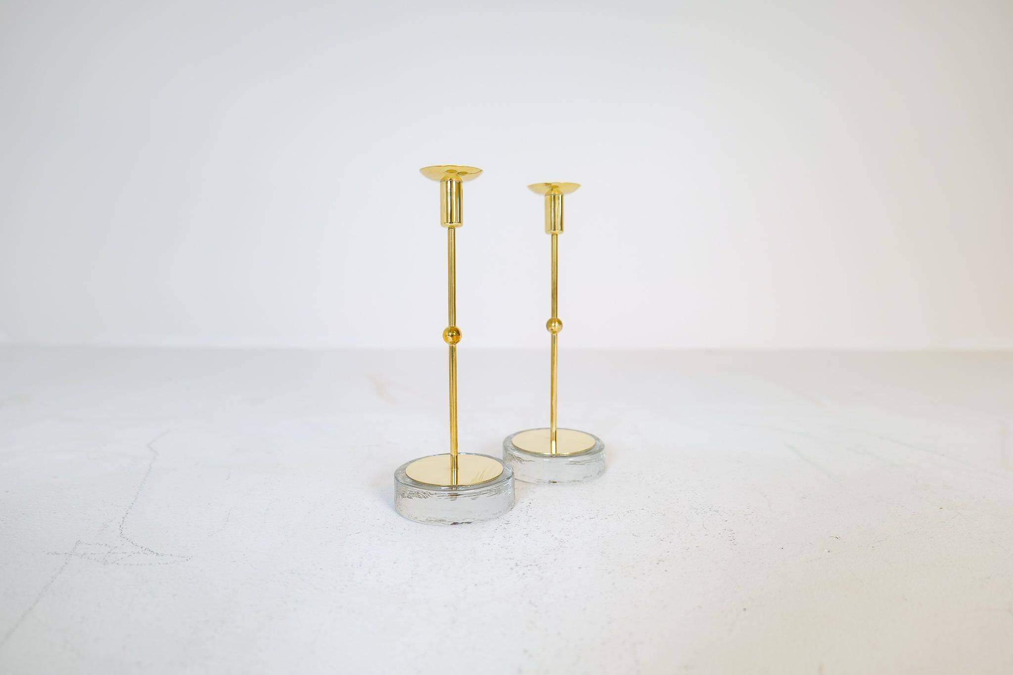 Set of 4 mid-century candle holders Ystad Metall, Sweden, 1950s