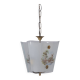 Vintage 1950s chandelier in decorated glass, italian design