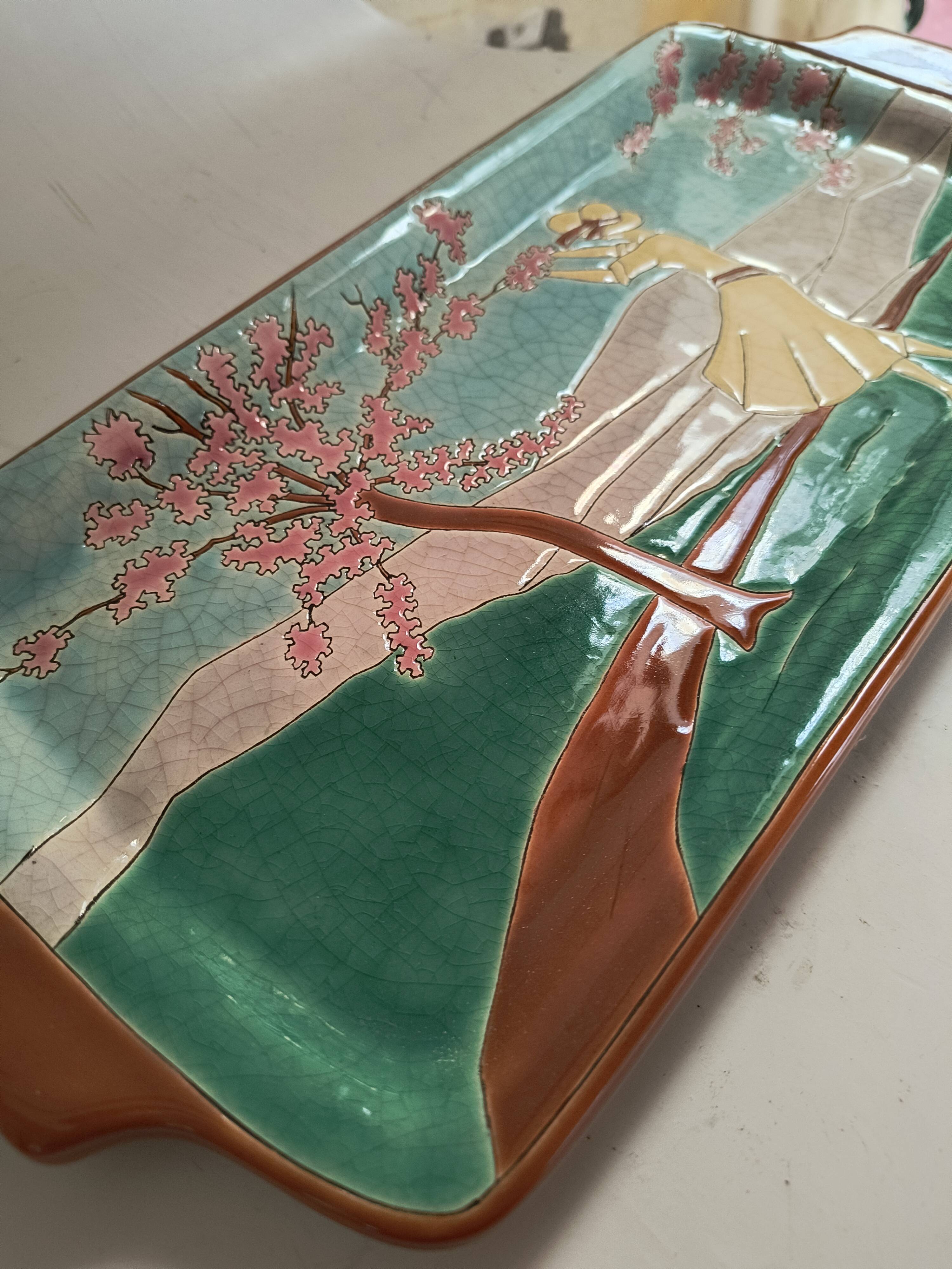 Longwy enamel plate art deco design