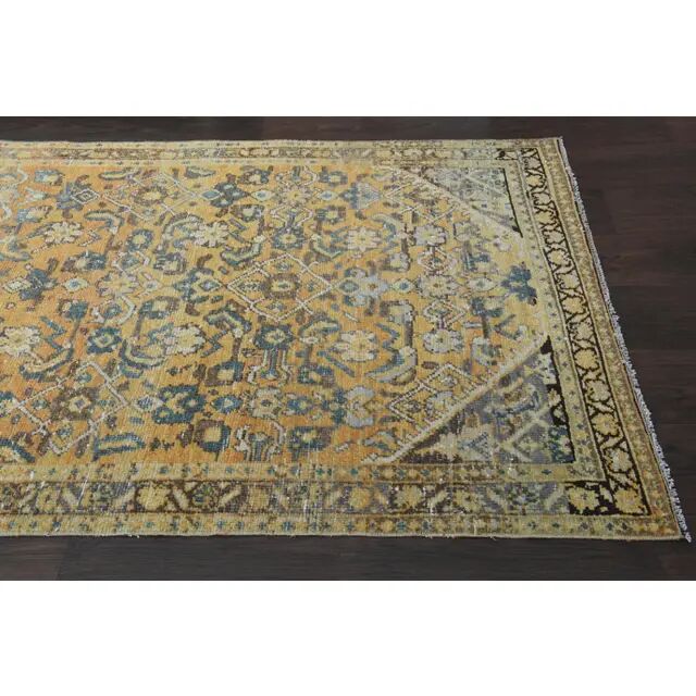 Vintage Turkish Hand-Knotted Wool Cotton Orange Runner Rug 110x270