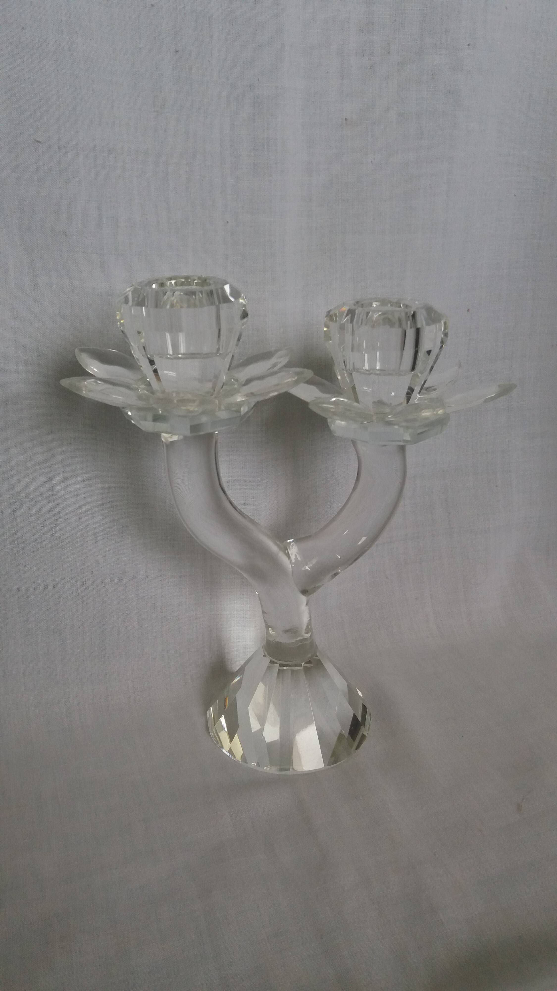 Chandelier candle holder flower in handcrafted cut crystal