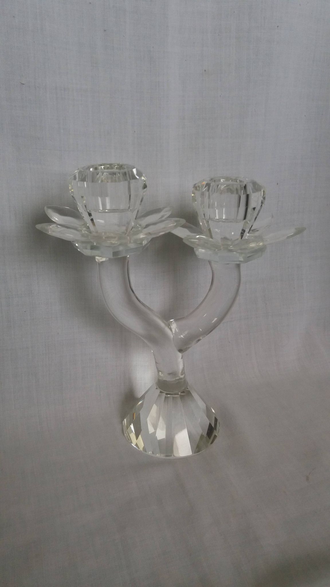 Chandelier bougeoir fleur en cristal taillé artisanal
