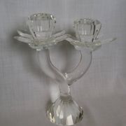 Chandelier bougeoir fleur en cristal taillé artisanal