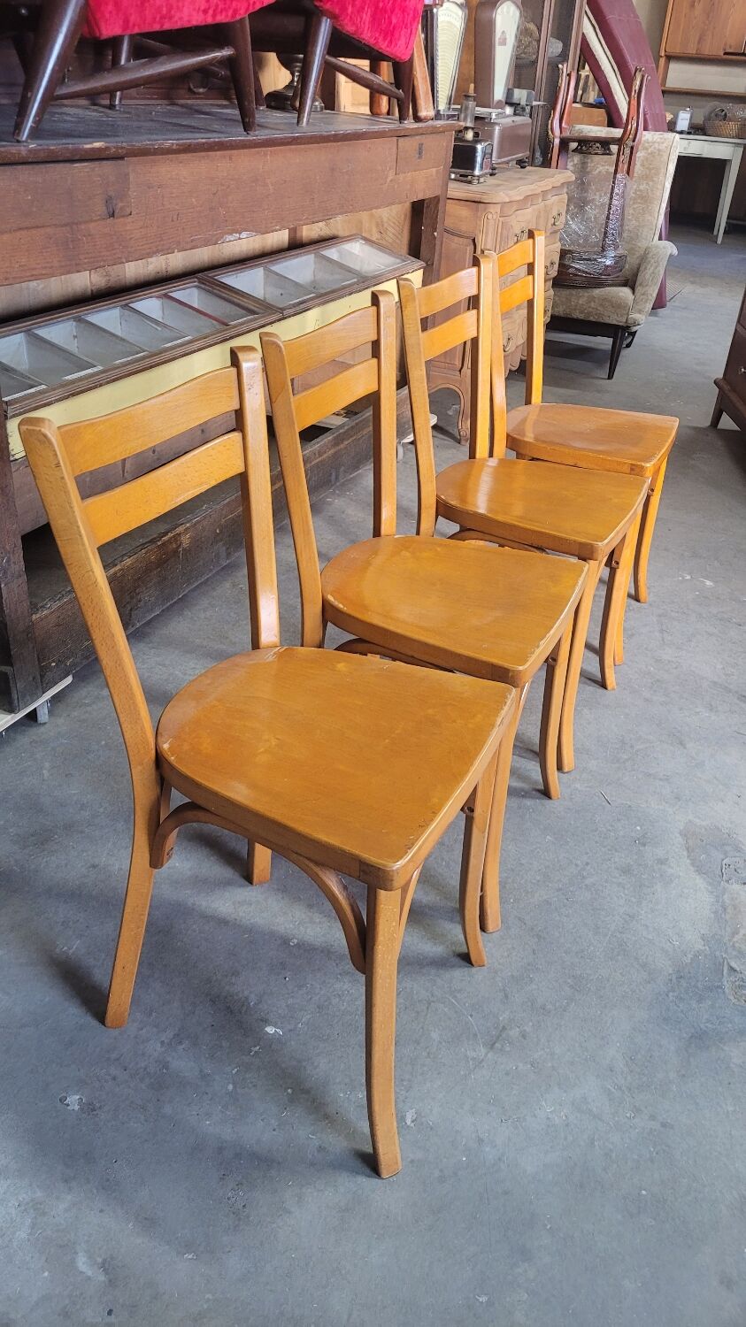 Series of 4 bistro chairs signed Baumann 1950 vintage