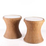 Pair of rattan side tables