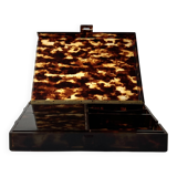 Tray - box with a lid in tortoiseshell plexiglass, 1970s design.