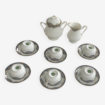 Art deco porcelain tea service, PP Limoges France stamp, white porcelain