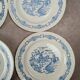 Set of 6 antique flat plates Rotterdam blue windmill design.