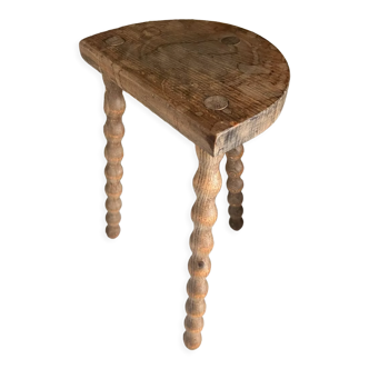 Wooden tripod stool with turned feet