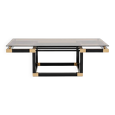 Modernist coffee table – Brass, Black lacquer and Smoked glass – 1970s