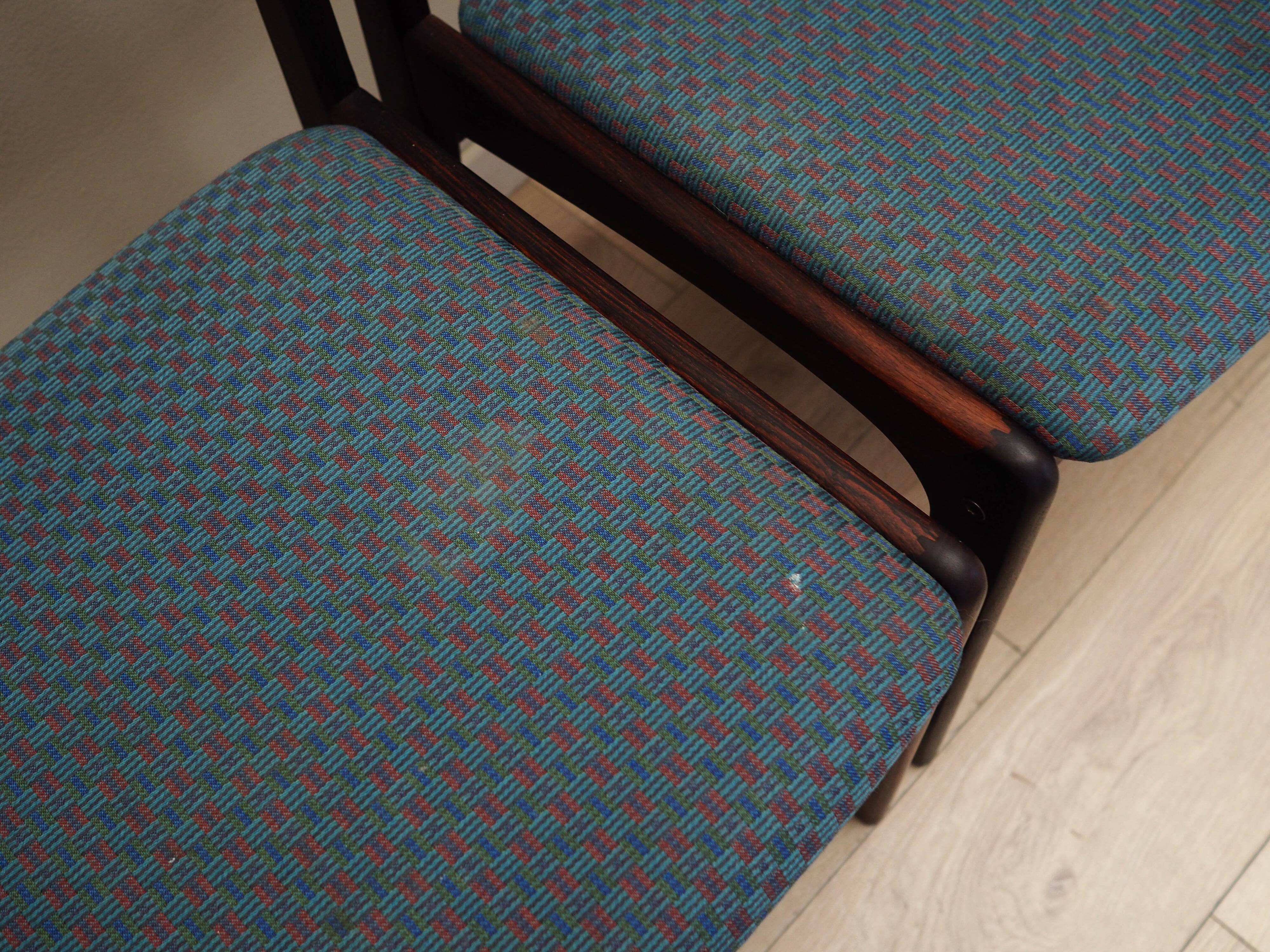 Set of three rosewood chairs, Danish design, 1970s, production: Denmark