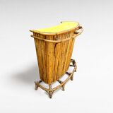 Bamboo and rattan tiki cocktail bar with stools, set of 3, 1960s