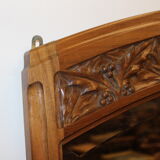 Art Nouveau walnut mirror decorated with holly leaves circa 1900 105x171cm
