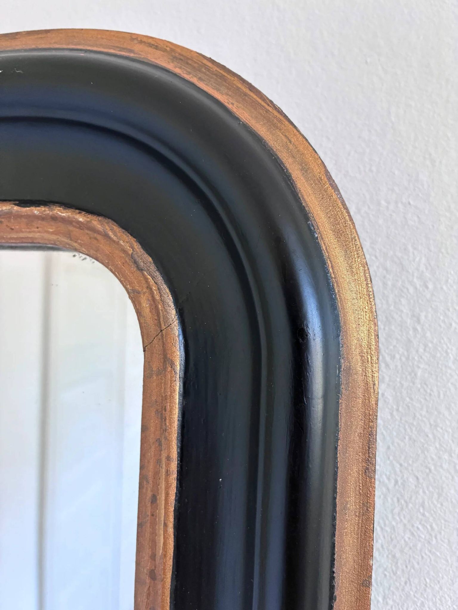 Antique French Louis Philippe full length mirror – black and gold, late 19th century