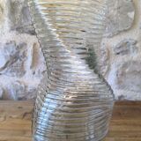 Large wavy pressed glass vase