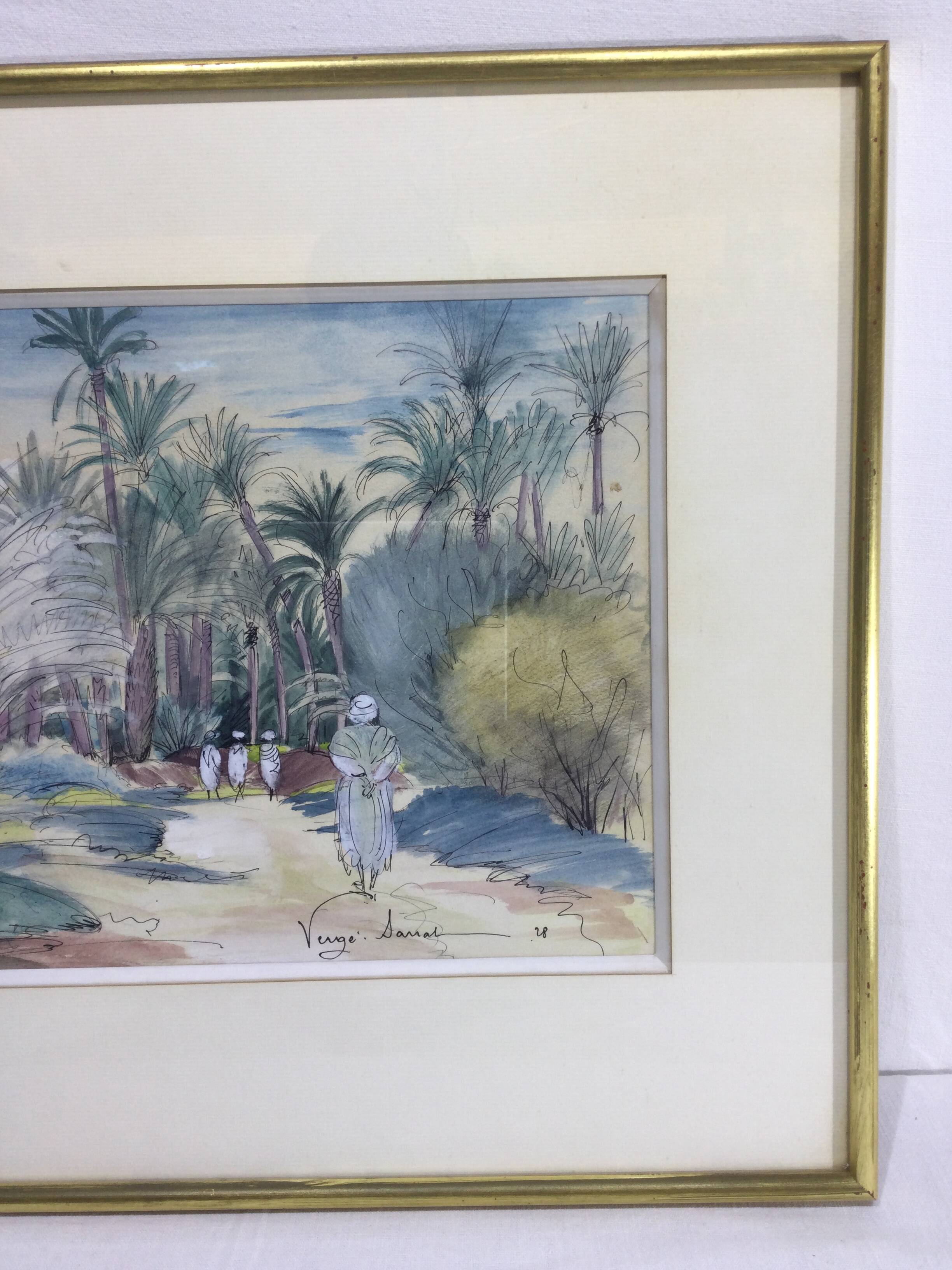 Henri Verge Sarrat – Drawing on watercolor “Oasis”
