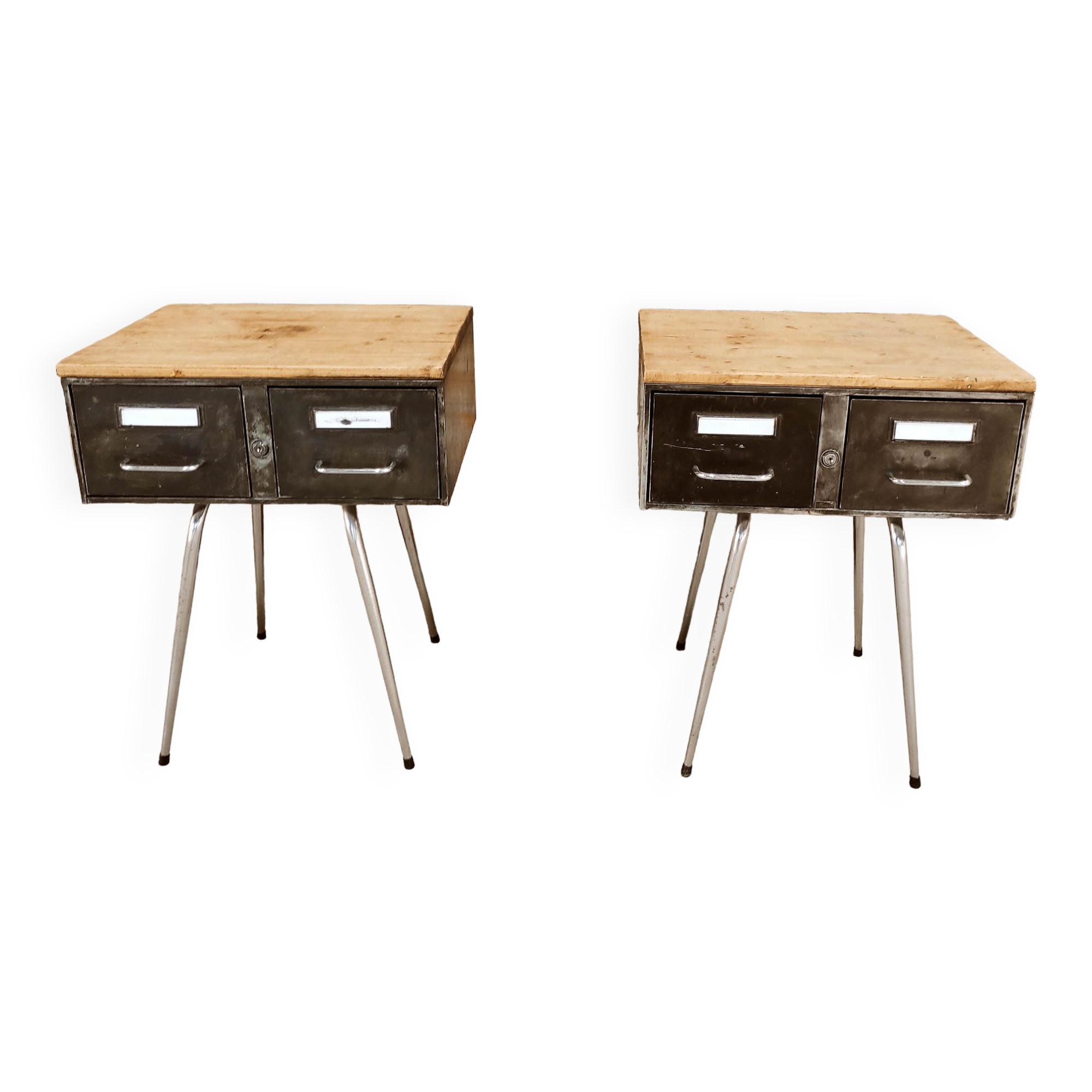 Pair of industrial style bedside table