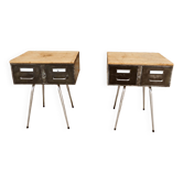 Pair of industrial style bedside table