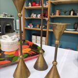 Trio de bougeoirs laiton design année 70